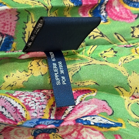 Ralph Lauren Vintage V-Neck Paisley Silk Wrap Pleated Tie Dress Green Multi 10 - Picture 13 of 14